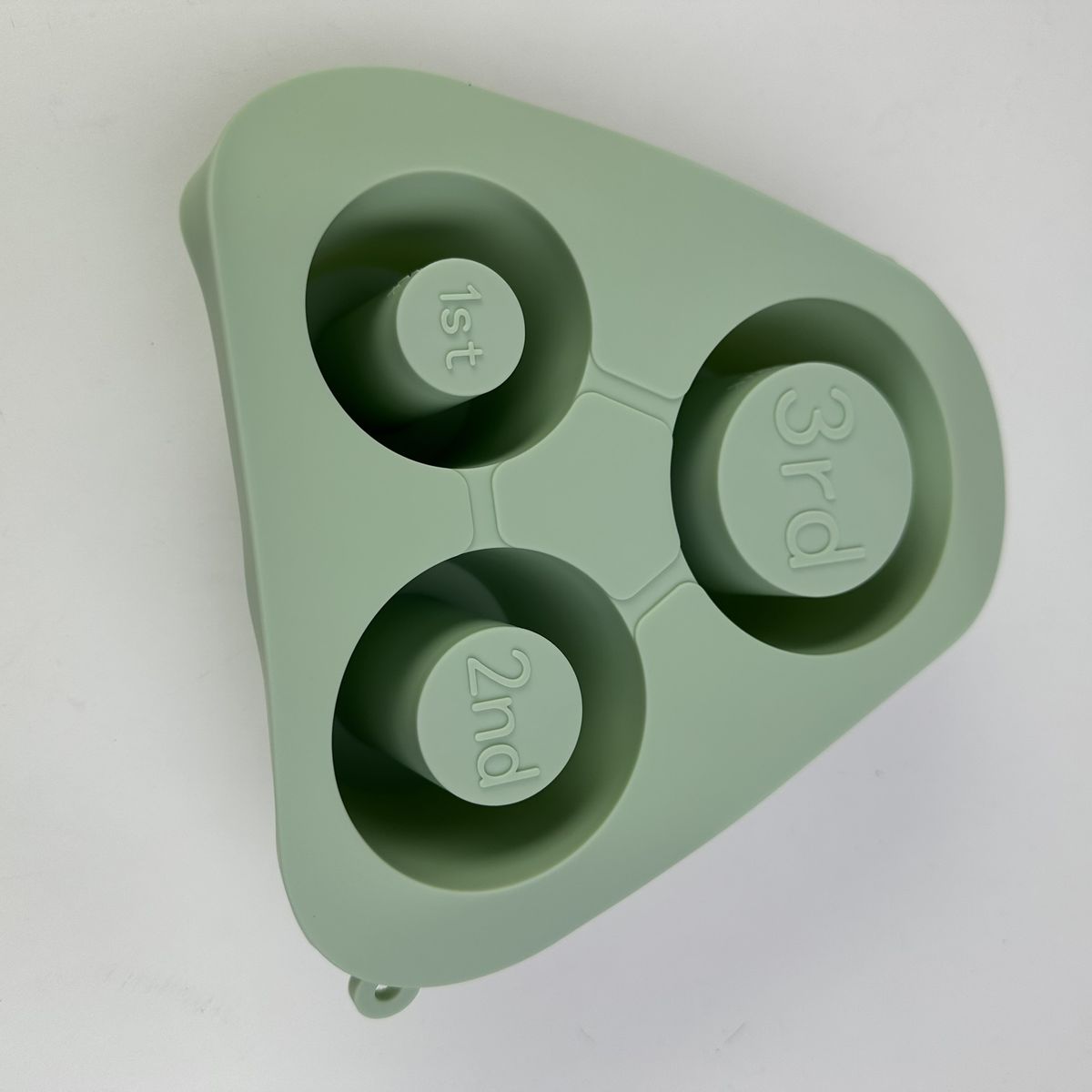 Green Silicone Ice Cube Tray with 3 Large Cylinders